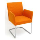 Vintage Retro, Mid-century: a Walter Knoll cantilever armchair with orange upholstery, approximately
