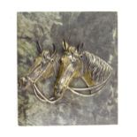 A 20thC plaque with applied cast horse head detail. Approx. 4 1/2" x 4" Please Note - we do not make