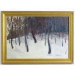 Sigismund Karsai, 20th century, Hungarian School, Oil on board, Winter in Woods, Isaszeg,