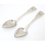 A pair of George III silver Fiddle pattern teaspoons, hallmarked London 1812, maker WS. Approx. 5