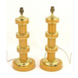 Vintage retro, midcentury: a pair of 20thC continental table lamps, the painted steel columns with