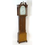 John Wallace Leven - Fife- Scotland : An early 19thC Scottish long case clock with hand painted dial