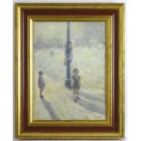 William Mason (1906-2002), Oil on board, An Impressionist style street scene with children playing