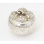 A white metal novelty box formed as a gourd. Approx. 1 3/4" diameter Please Note - we do not make