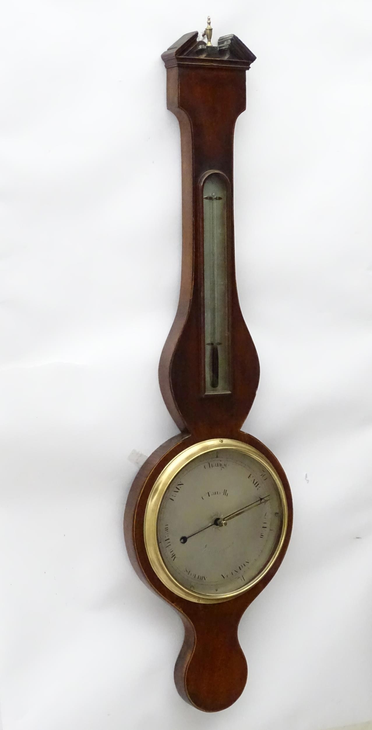 Local Interest- Northamptonshire : A mahogany wheel barometer, signed C. Tarrelli, Northampton. - Image 3 of 10
