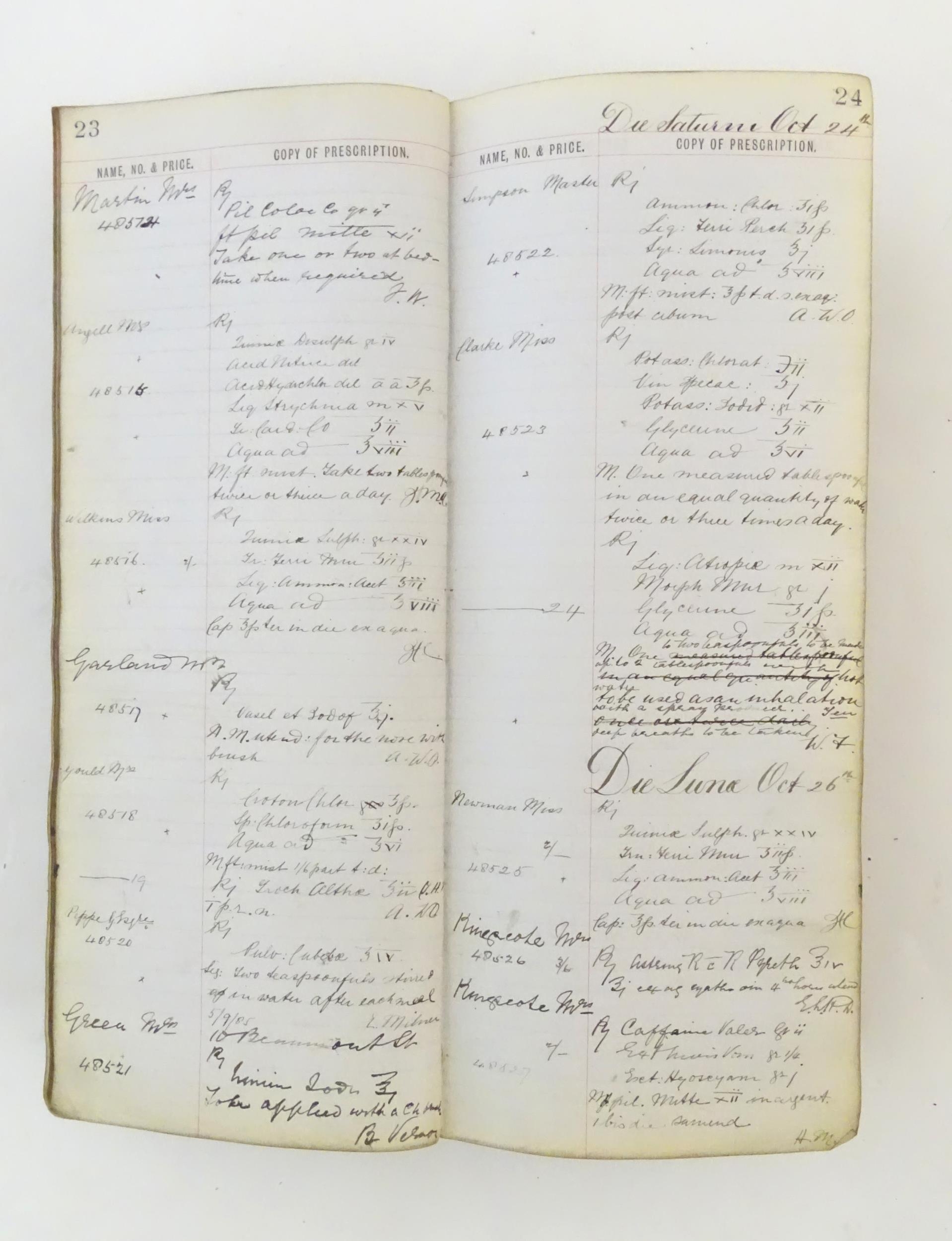 A 19thC English chemist / pharmacist / apothecary prescription ledger, dated 1885-1888. With - Image 11 of 19