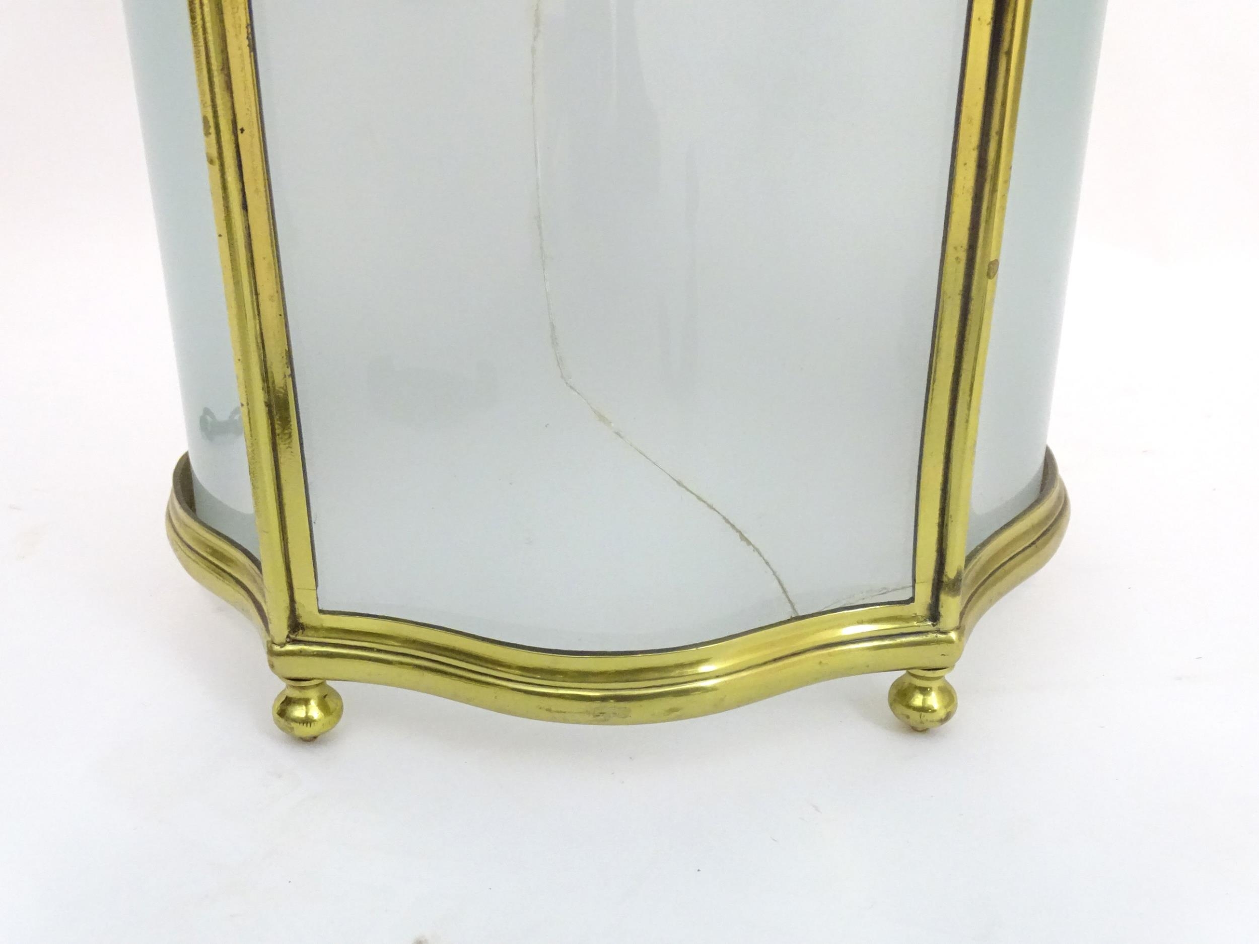 A 19thC brass hanging lantern and original bracket, the shade with five panels of frosted glass - Image 7 of 7