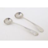 A pair of Geo III silver Old English pattern salt spoons, hallmarked London 1792 maker Thomas