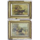 T. Katz, Early 20th century, Oil on canvas, A pair of naive country scenes, one depicting two