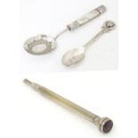A silver plated jam / preserve spoon with mother of pearl handle. Together with a late 20thC