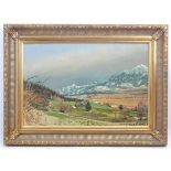 Constance Fenn, 20th century, Continental School, Oil on canvas, A mountainous landscape scene.