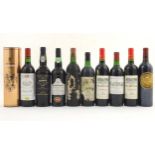 An assortment of wine, port and sherry, to include a W & J Graham's vintage port, a boxed bottle
