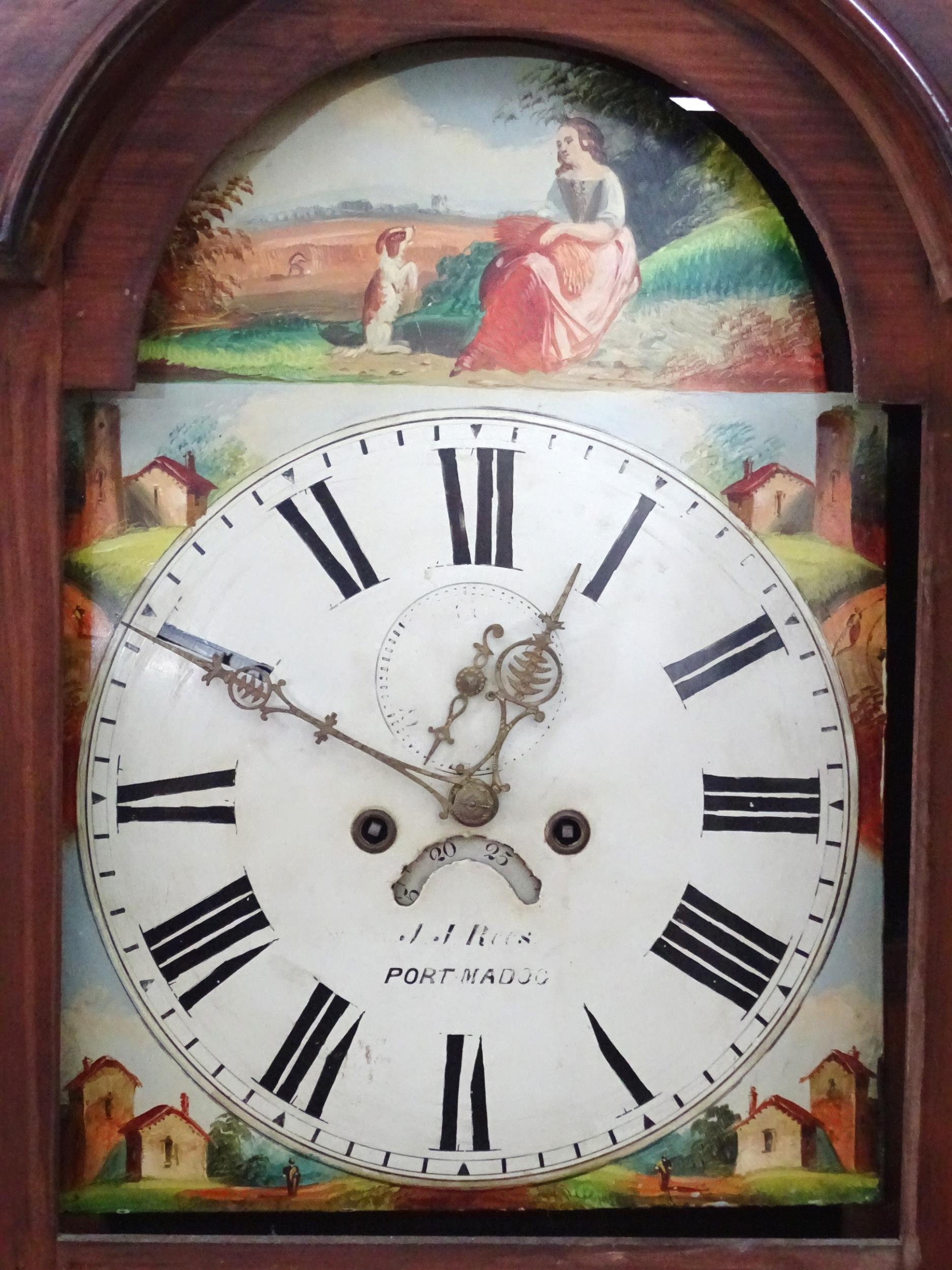 J J Rees Port Madoc : A Welsh Victorian longcase clock with 14" painted dial and 8-day movement. The - Image 5 of 14
