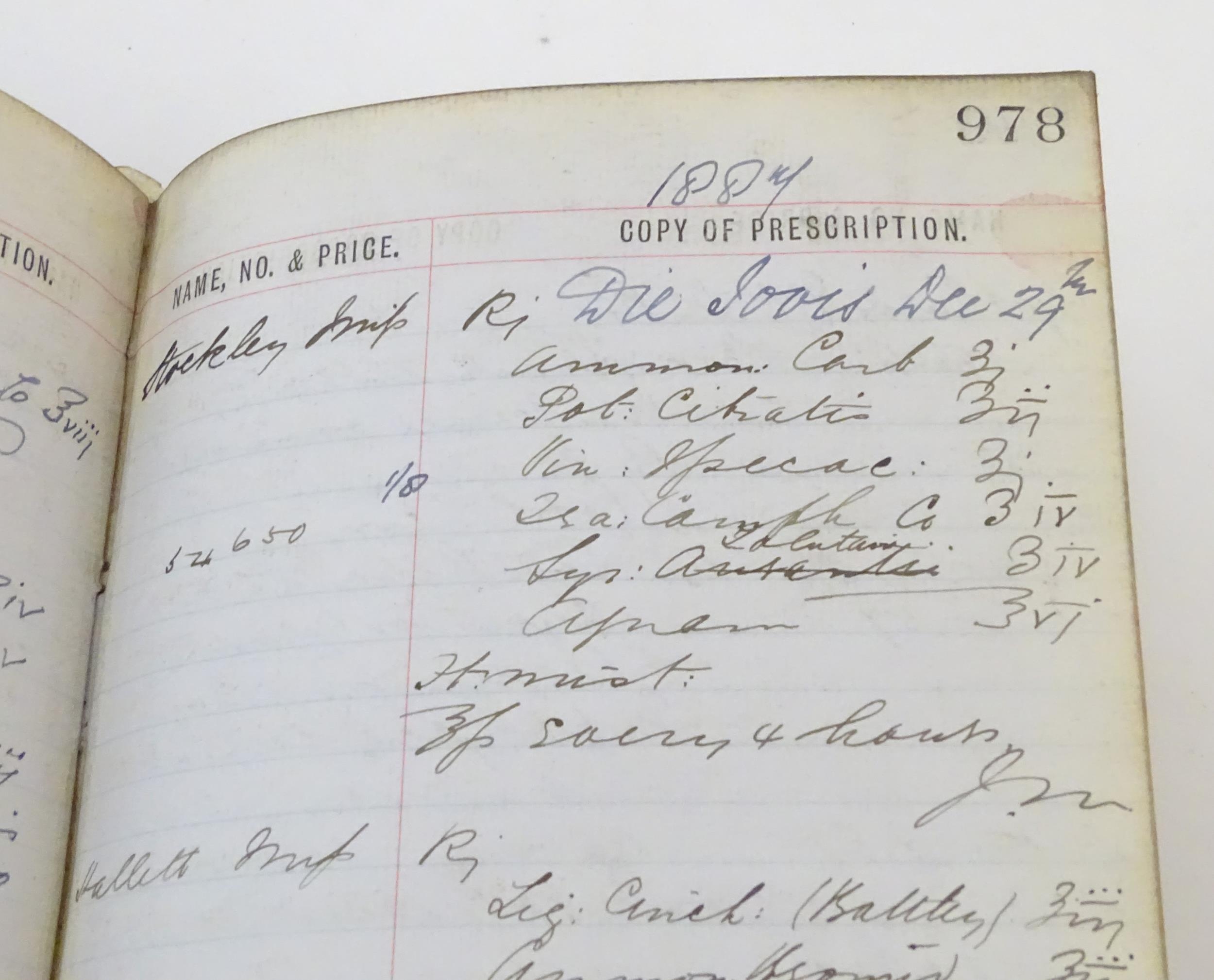 A 19thC English chemist / pharmacist / apothecary prescription ledger, dated 1885-1888. With - Image 19 of 19