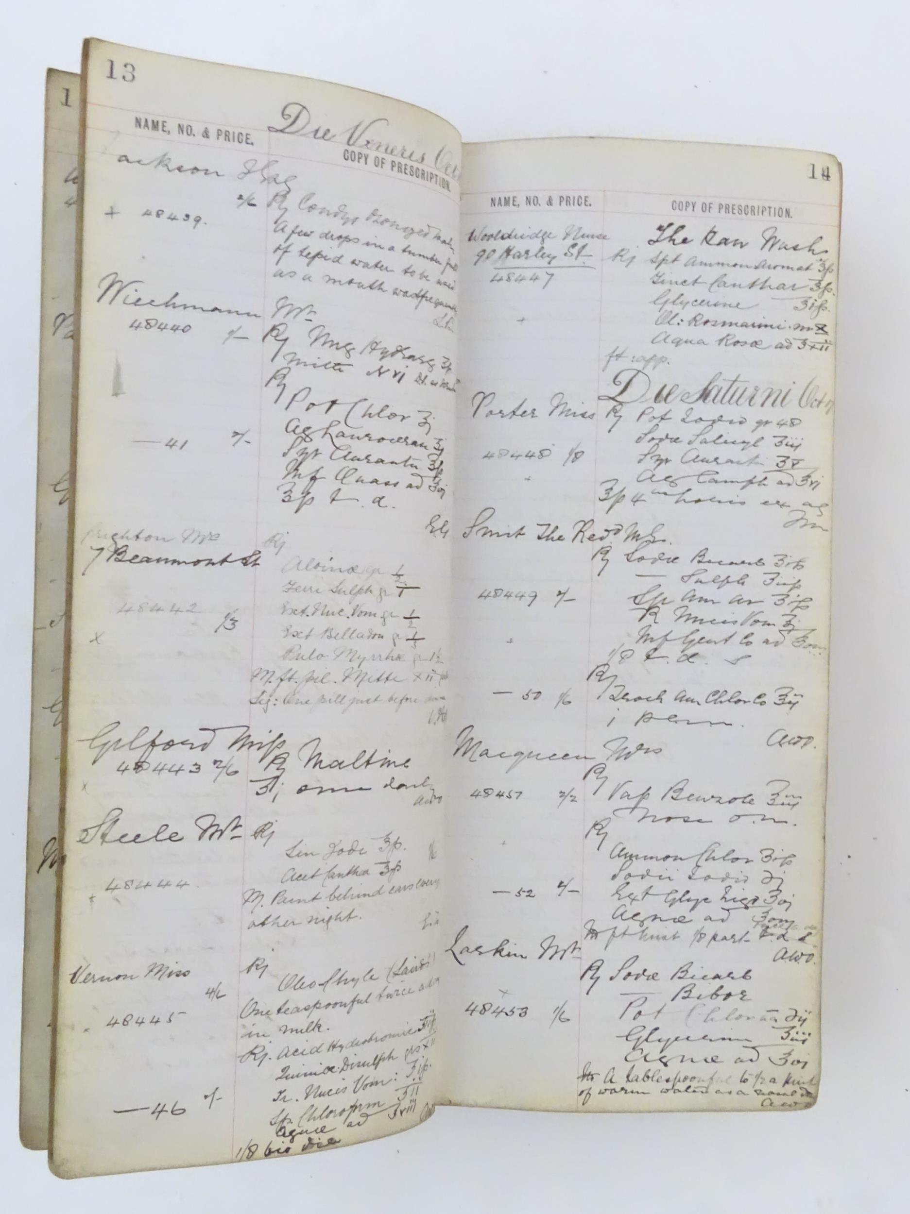 A 19thC English chemist / pharmacist / apothecary prescription ledger, dated 1885-1888. With - Image 10 of 19