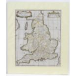 Map: A hand coloured engraved map of Saxon Britain after Robert Morden, titled Britannia Saxonica.