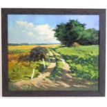 Zoltan Grof, 20th century, Hungarian School, Oil on canvas, Sunny Country Lane. Signed lower left.