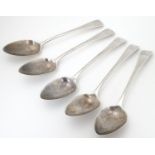 A set of five silver spoon, hallmarked London 1810, maker James Ede & Alexander Hewat. Approx. 6 1/