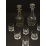 A Georgian three-ring decanter, together with a Victorian lead crystal decanter and a set of six