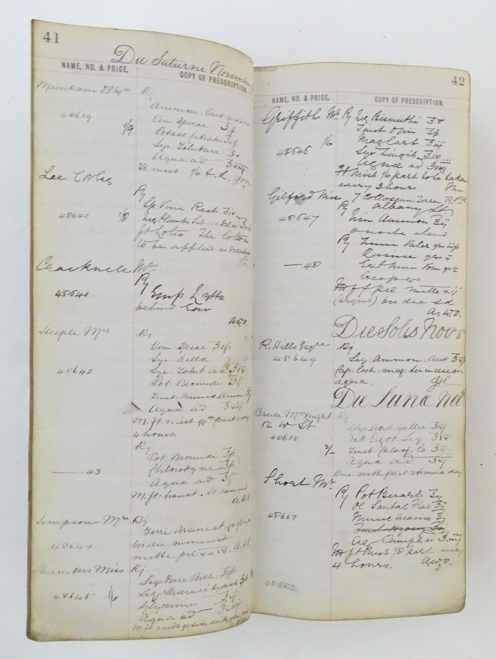 A 19thC English chemist / pharmacist / apothecary prescription ledger, dated 1885-1888. With - Image 12 of 19