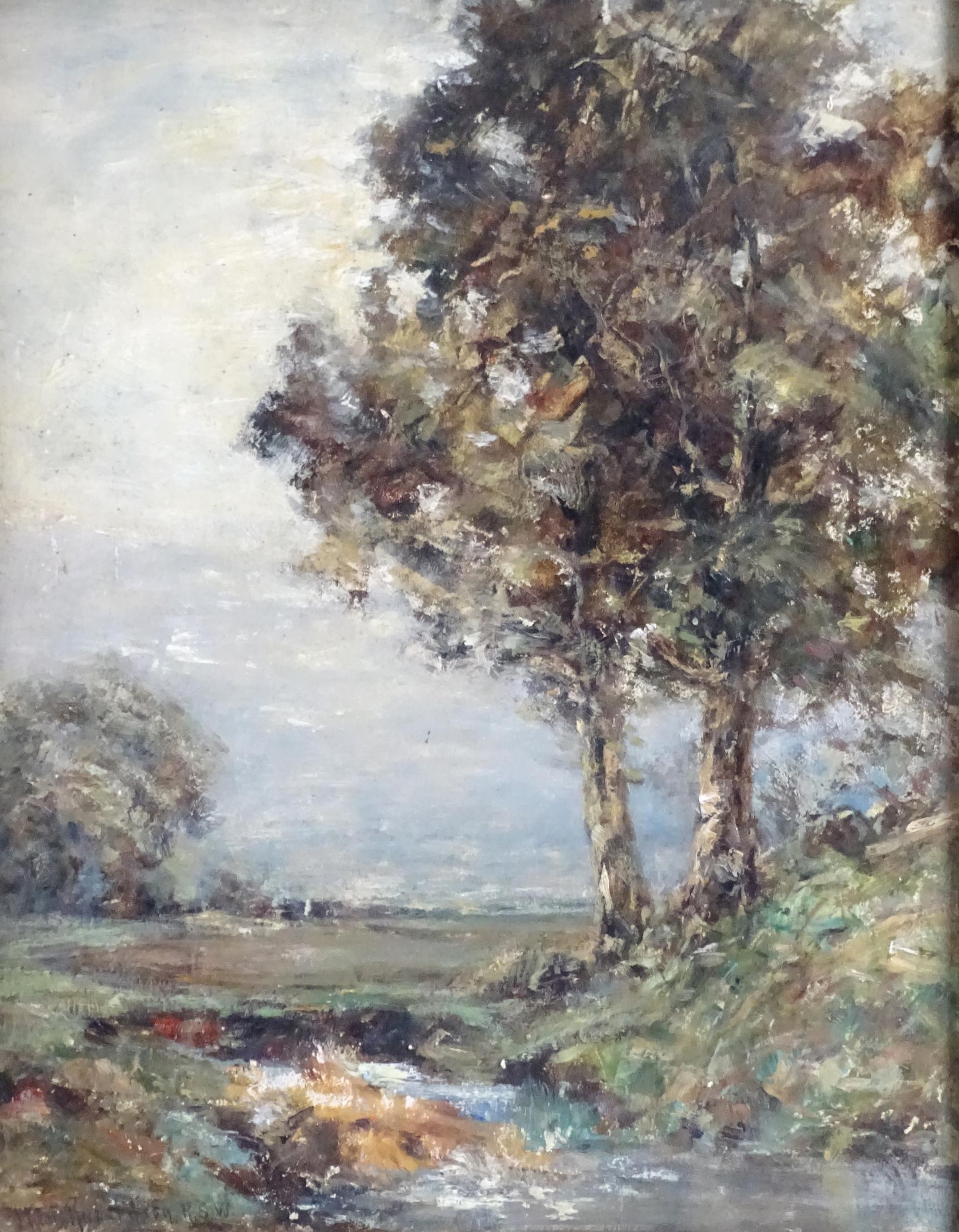 Joseph Kent Richardson (1877-1972), Scottish School, Oil on board, A landscape scene with trees by a - Image 3 of 4