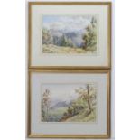 20th century, Indian School, Watercolours, Views of the Indian Himalayas, one near Chakrata, the