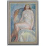 Bernard Carolan (1912-1981), Oil on canvas, A portrait of a seated nude. Approx. 29 1/4" x 19 1/