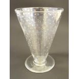 A Webbs glass vase of conical form with bubble inclusions. Signed under. Approx 8" high Please
