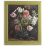 Mary A. Clayton, Late 19th / early 20th century, Oil on canvas, A still life study with flowers in a