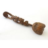 A Chinese carved boxwood ruyi sceptre with fruiting vine detail. Approx. 11" Please Note - we do not