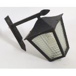 Garden & Architectural, Salvage: a 20thC exterior lantern / light, with blacked finish and glazed