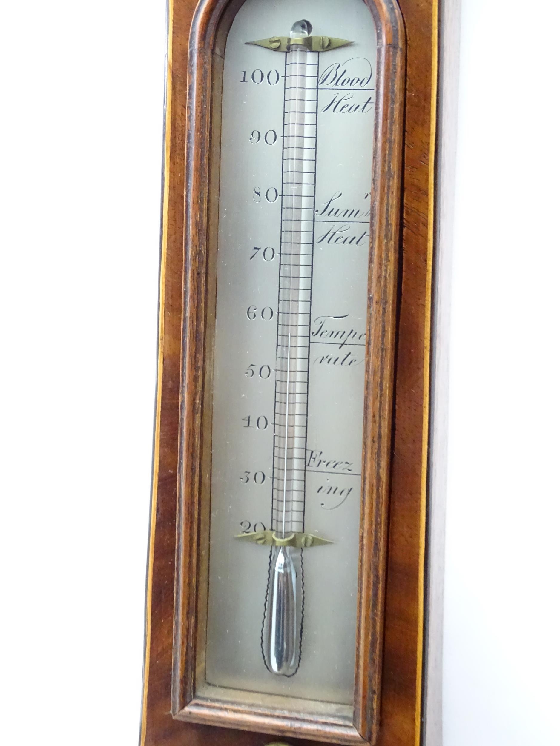 A 19thC mahogany cased wheel barometer signed L Barnascone Trowbridge. Approx 38" high Please Note - - Image 9 of 10