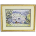 Schulz, 20th century, Watercolour, In Gratitude, A landscape scene depicting a village with a church