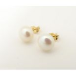 A pair of 14ct gold pearl stud earrings approx 1/4" diameter Please Note - we do not make