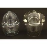 Two unusual glass items both of two sectional form. the largest. Each approx. 5" high Please