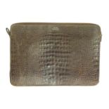 Luggage / Leather bag: A Smythson of Bond Street embossed crocodile effect leather laptop sleeve /