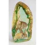 A 20thC lucite desk paperweight with underwater scene within with fish, starfish, shells, etc.