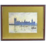 A. Seear, Late 19th / early 20th century, Watercolour, The Houses of Parliament from the River
