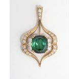 Pendentif or et tourmaline