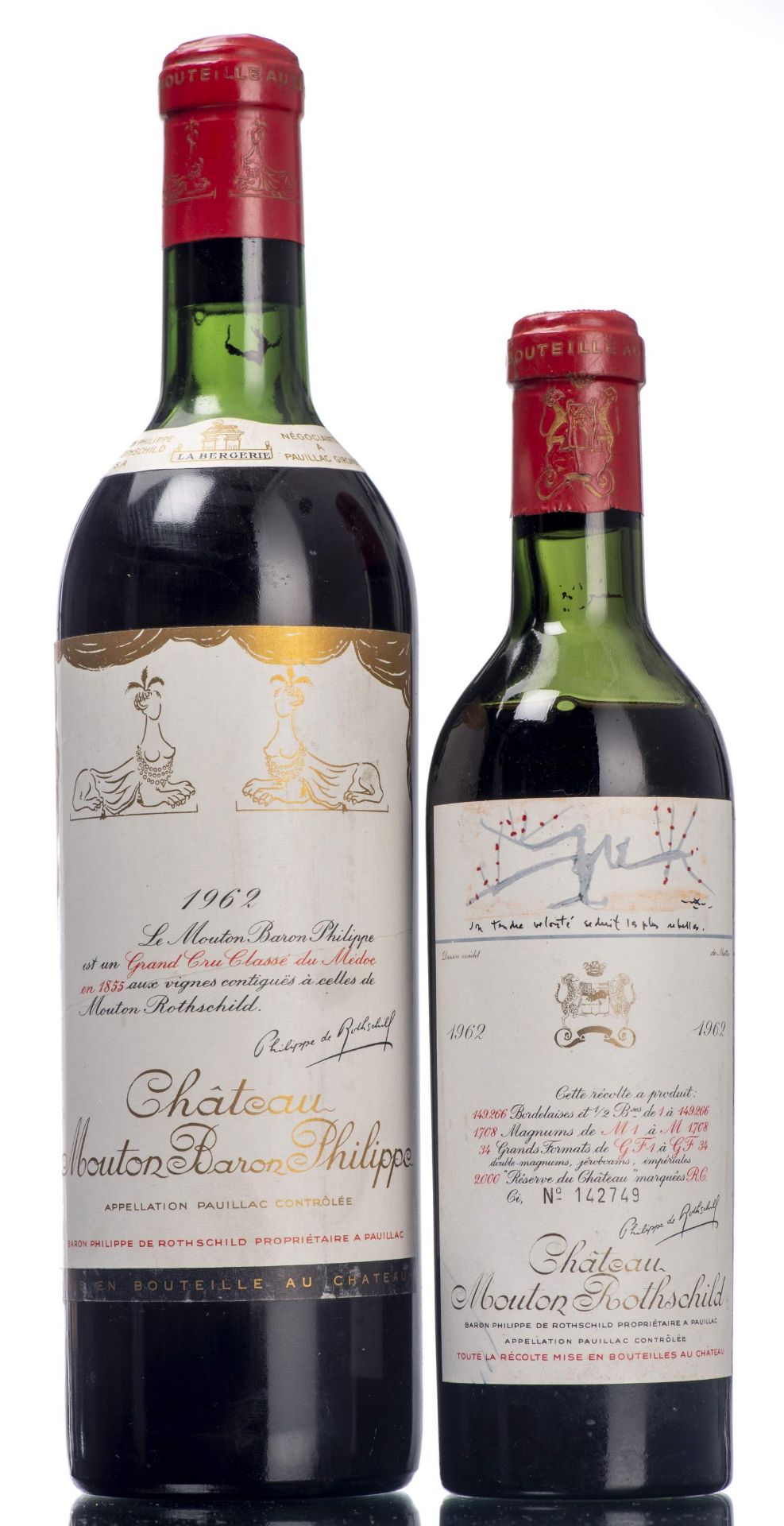 Château Mouton Rothschild 1962, 1 fillette & Château Mouton Baron Philippe 1962, 1 bouteille - Image 4 of 8