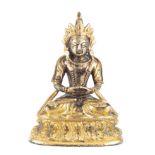 Bouddha Amitayus en bronze doré d'époque Qianlong