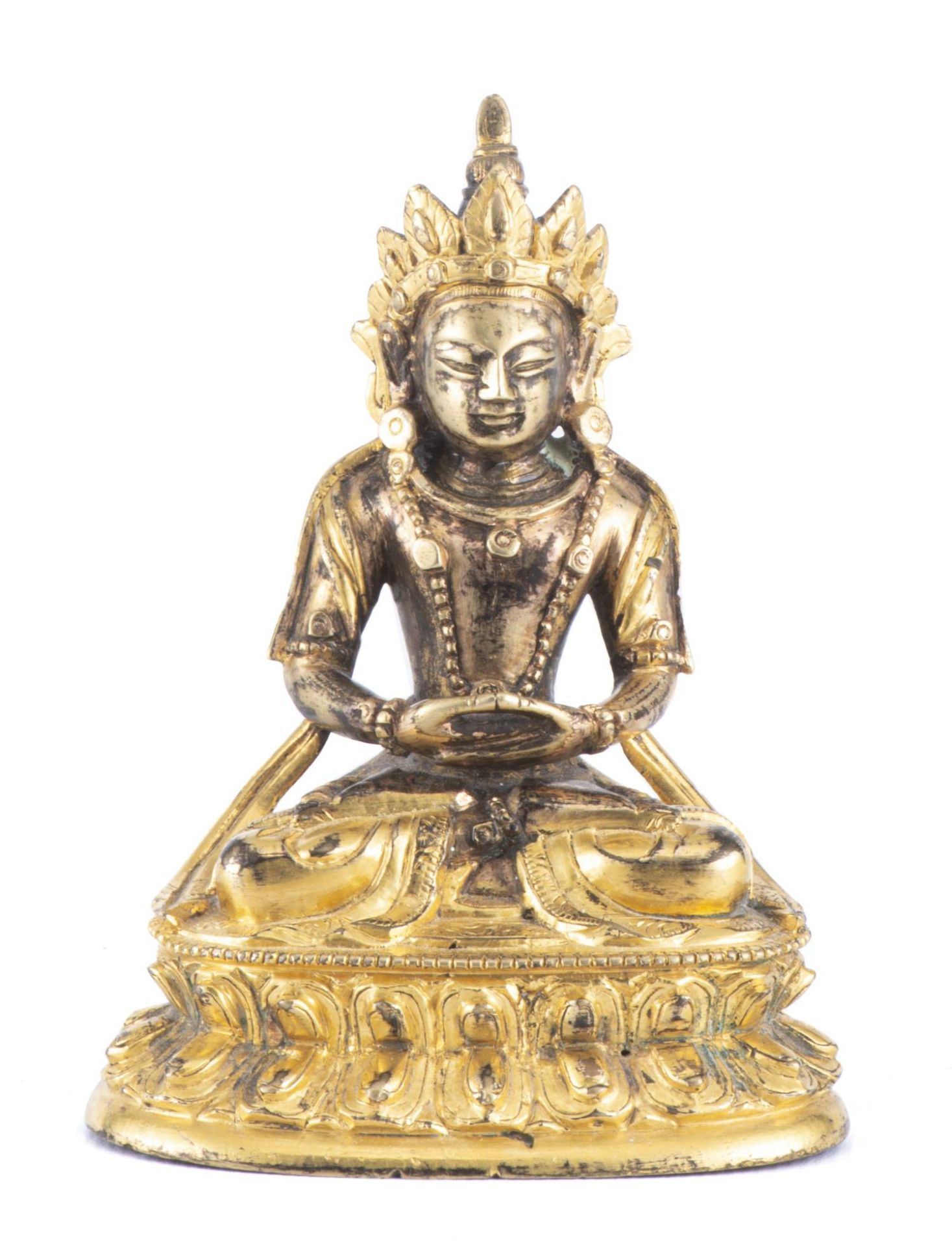 Bouddha Amitayus en bronze doré d'époque Qianlong