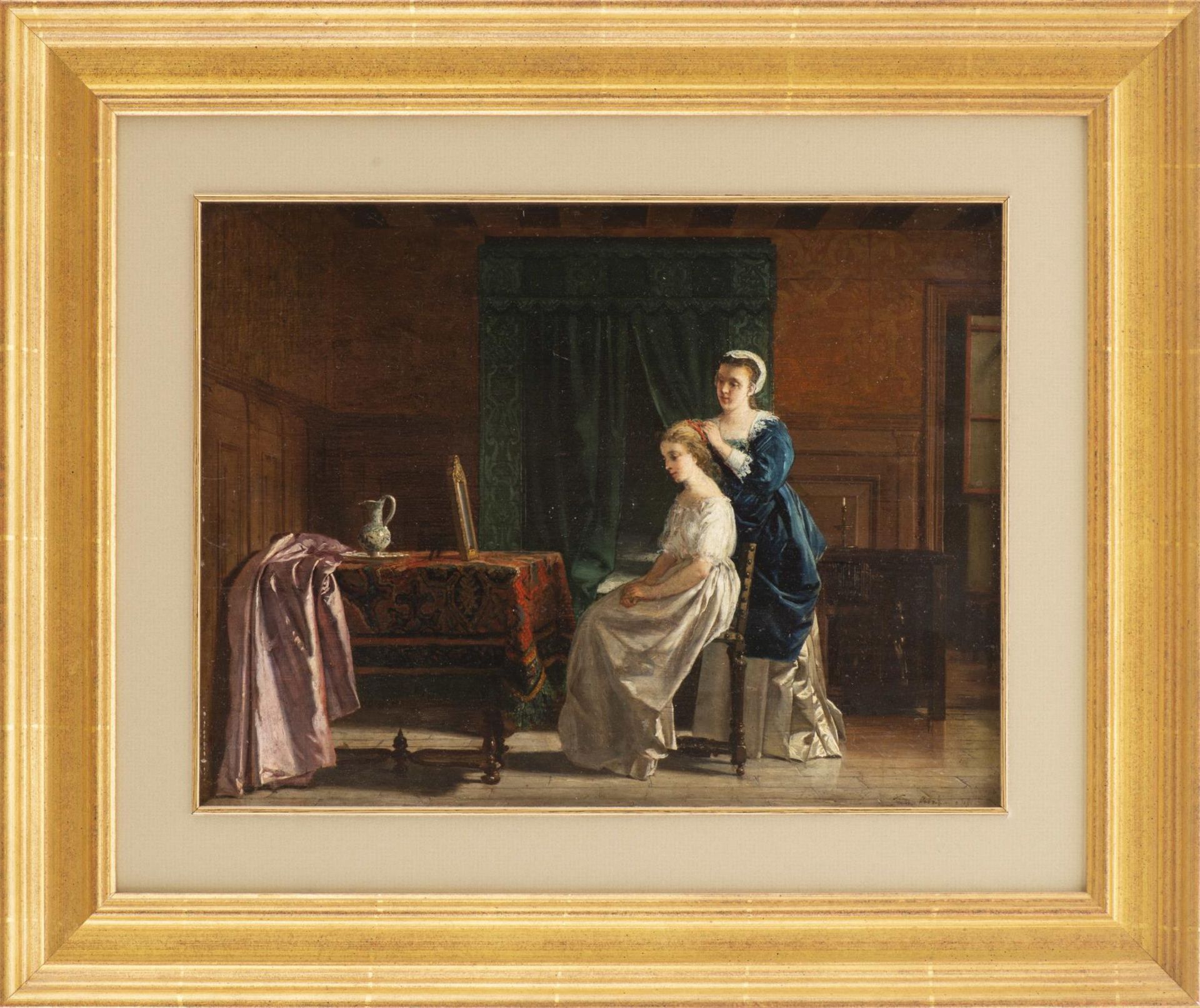 Ferdinando BUONAMICI (1820-1892) attr., "Rixe dans un cabaret" & "Dame et sa servante à la toilette" - Image 6 of 14