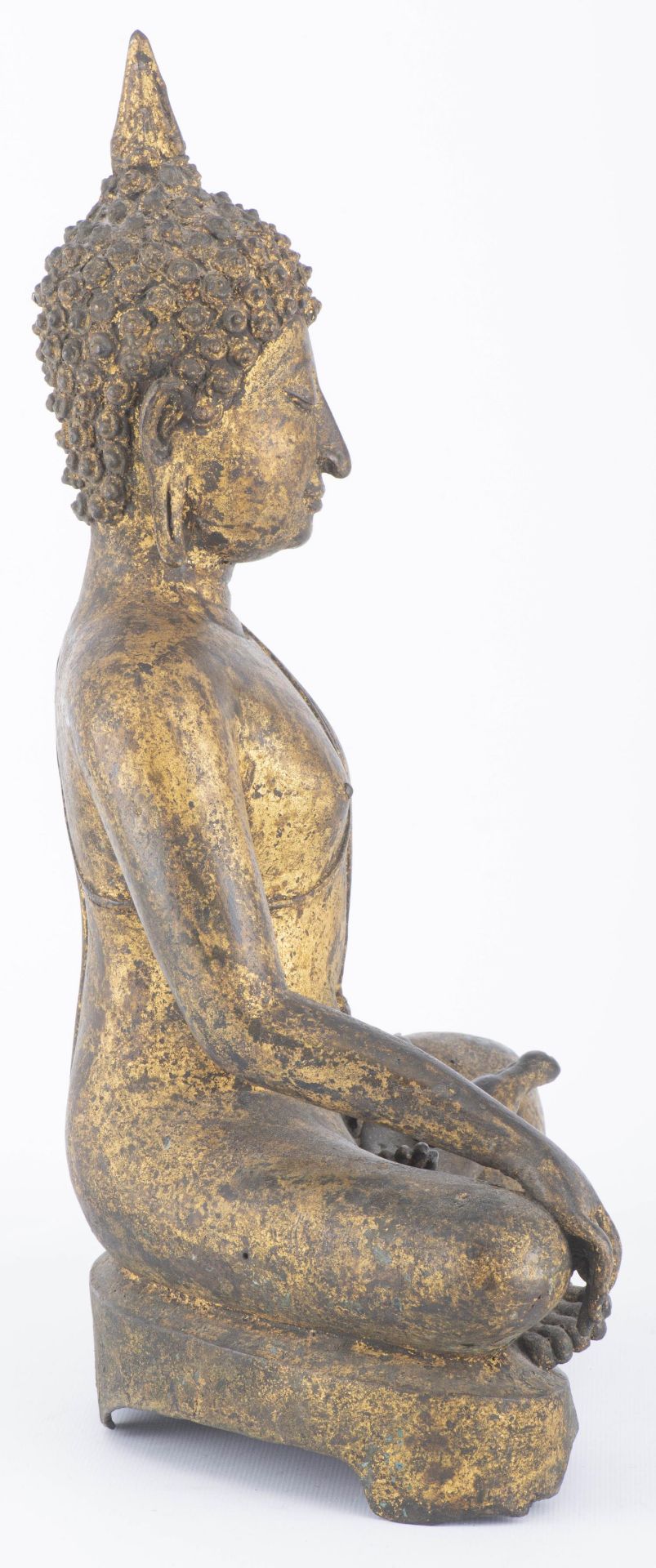 Bouddha de style Ayuttaya en bronze à patine verte et or, XIV-XVIe - Image 4 of 19