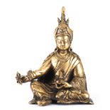 Lama du Tibet assis en bronze doré, XIXe