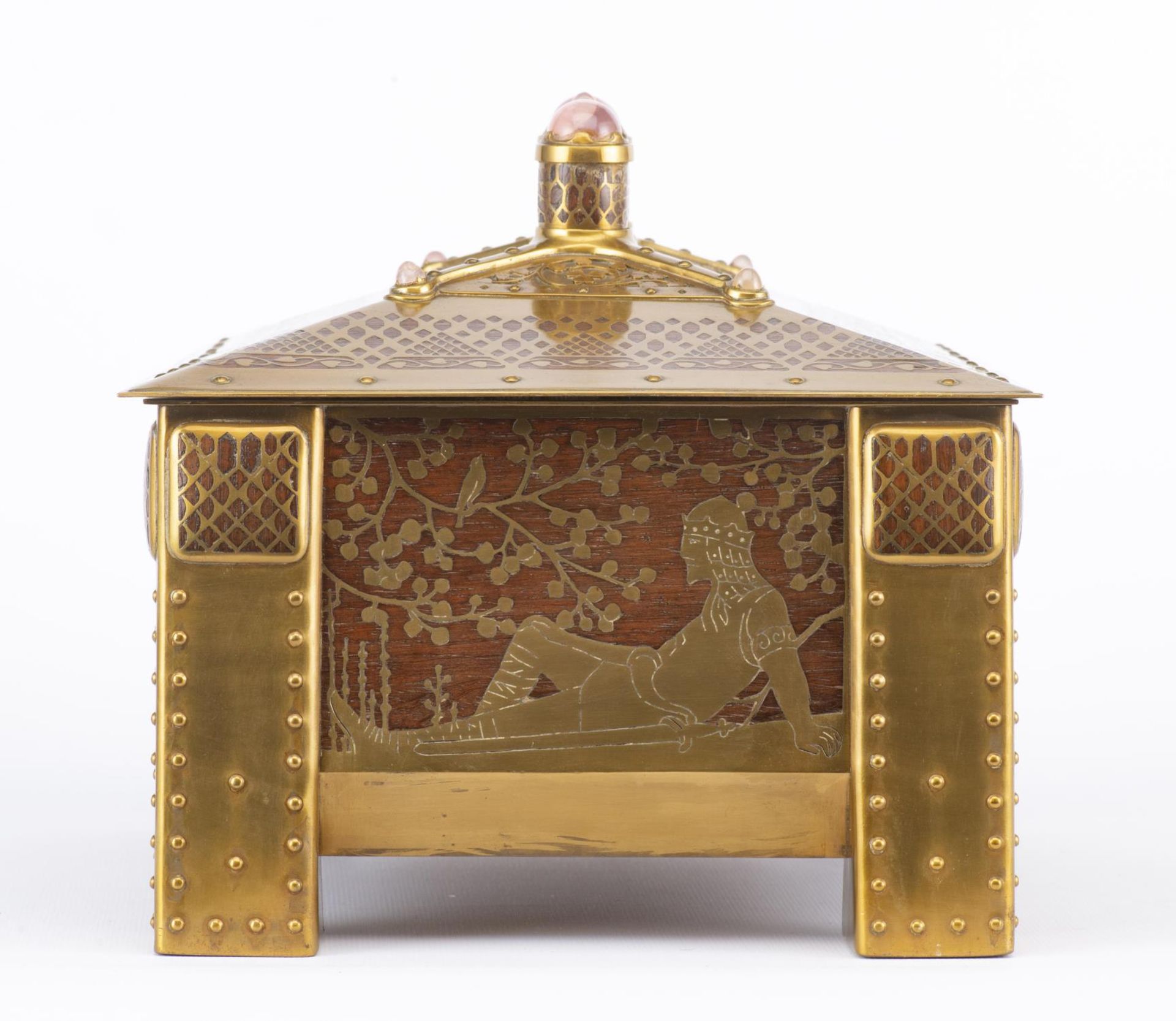 Boîte à bijoux en bois et incrustation de laiton Art nouveau - Image 13 of 28
