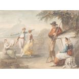 Johann Heinrich RAMBERG (1763-1840) "Jeune gens de Naples dansant la tarentelle, avec une jeune femm