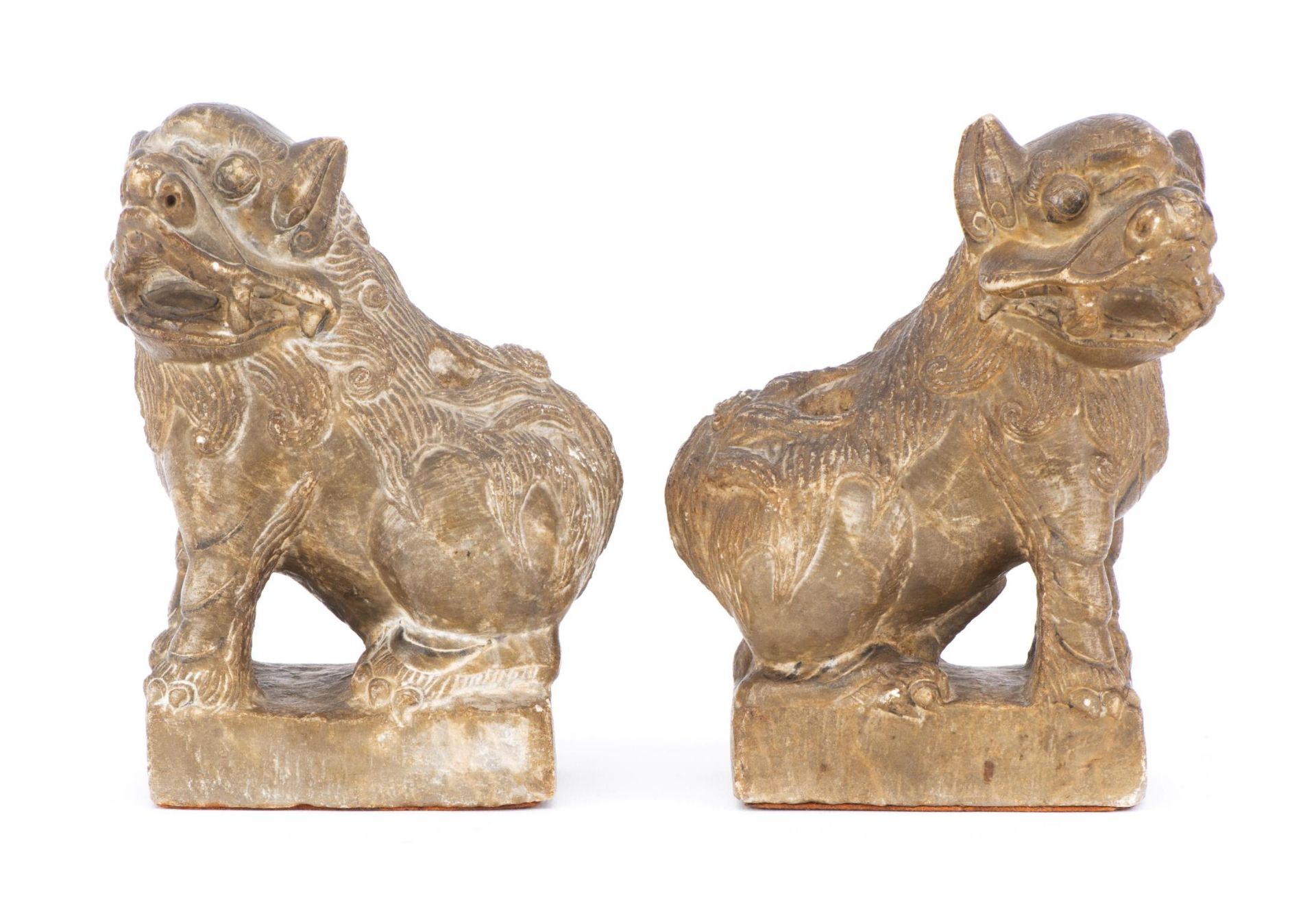 Deux chiens de Fo ou Shishi en marbre, époque QIng - Image 3 of 16