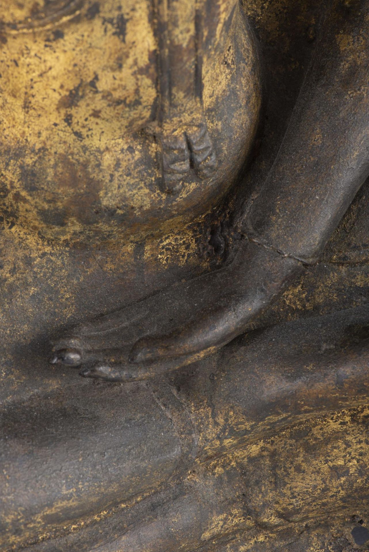 Bouddha de style Ayuttaya en bronze à patine verte et or, XIV-XVIe - Image 17 of 19