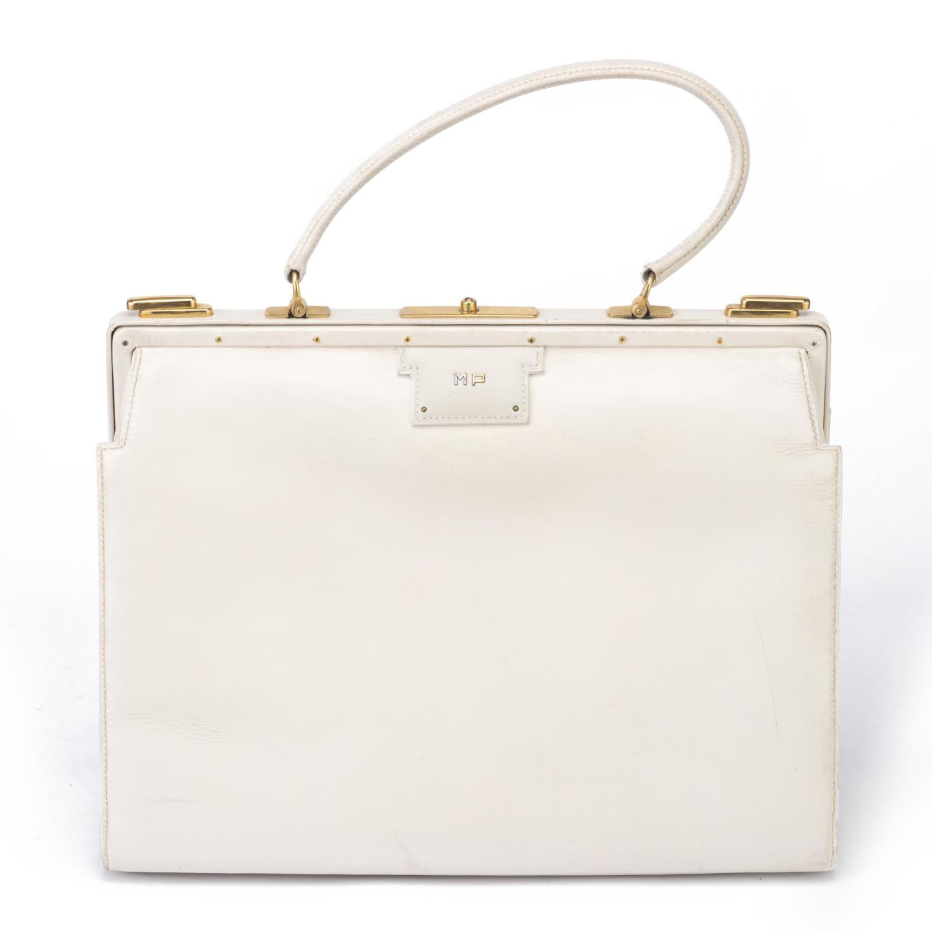 Hermès Paris sac modèle "404" en cuir blanc, années 60 - Bild 3 aus 16